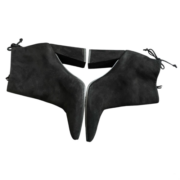 STUART WEITZMAN Lofty Suede Pointed Toe Booties BLOCK BLACK 7.5 Retro Goth - Picture 5 of 10